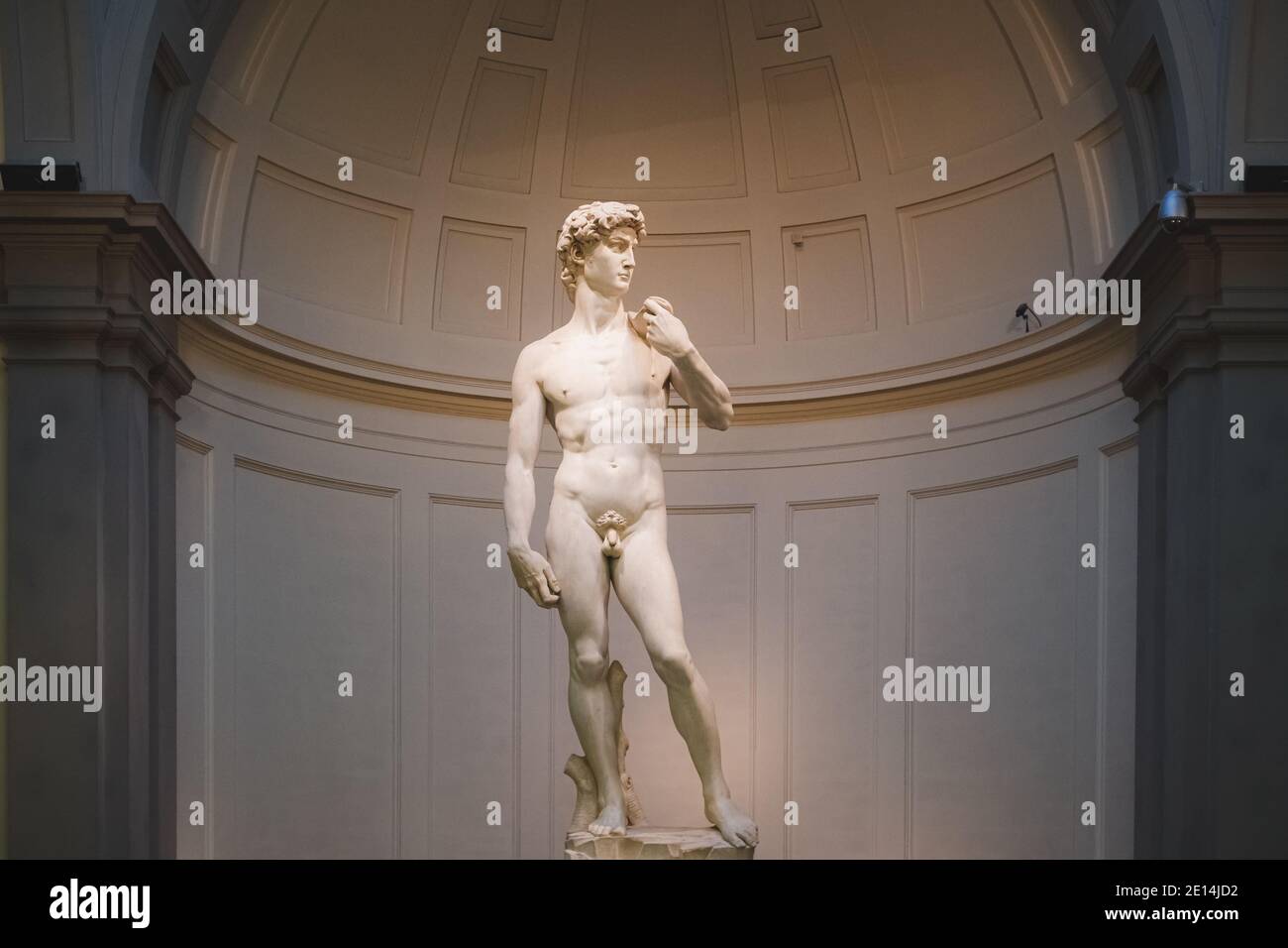 Firenze, Italia - Ottobre 18 2015: La magistrale statua del David di Michelangelo all'Accademia di Firenze. Foto Stock