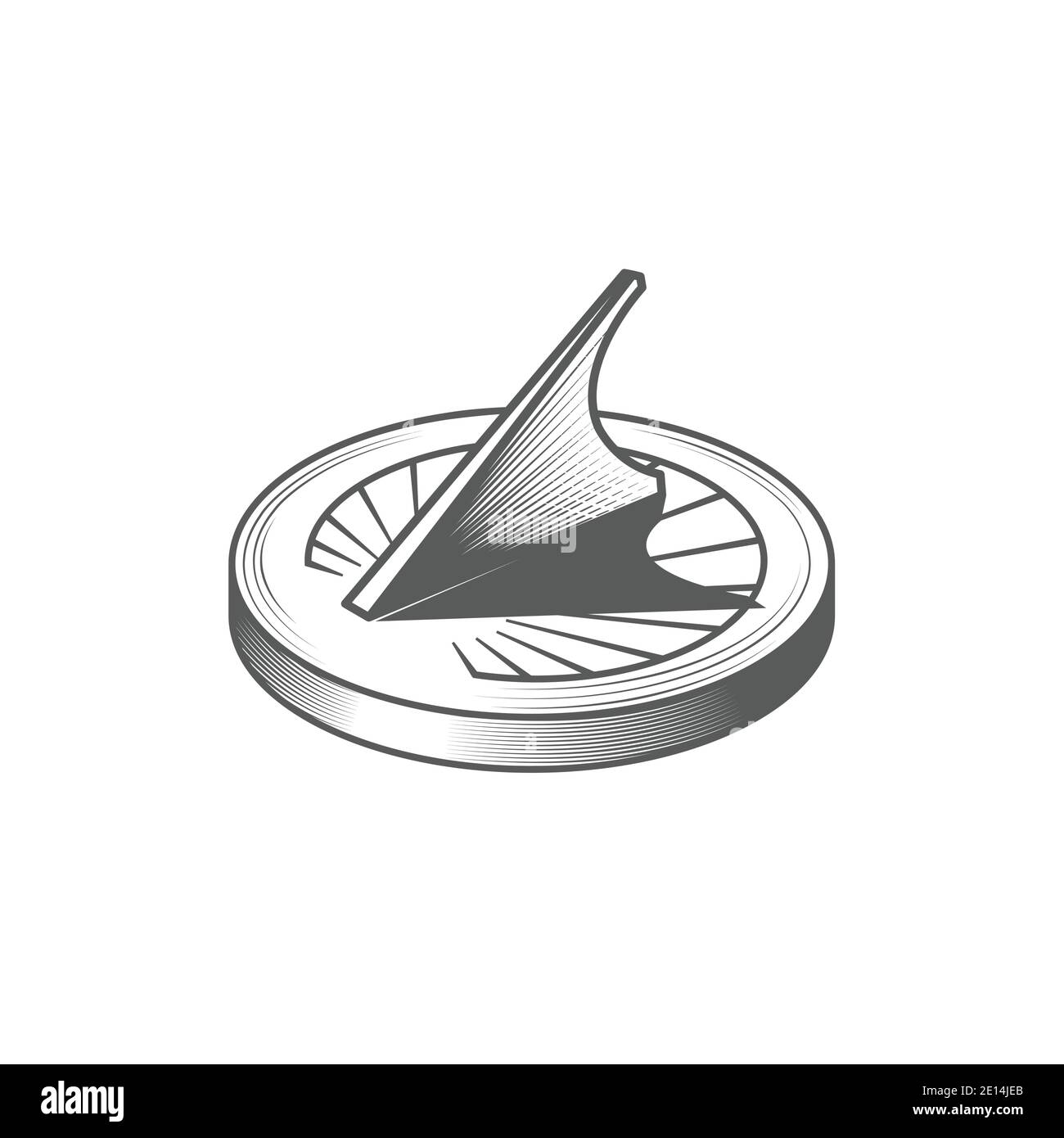 Meridiana d'epoca, icona orologio solare in stile grafico, orologio solare, vettore Illustrazione Vettoriale