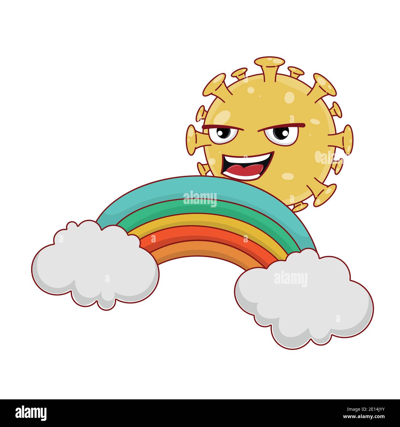 Fantasy delle nuvole di coronavirus rainbow. Illustrazione Vettoriale