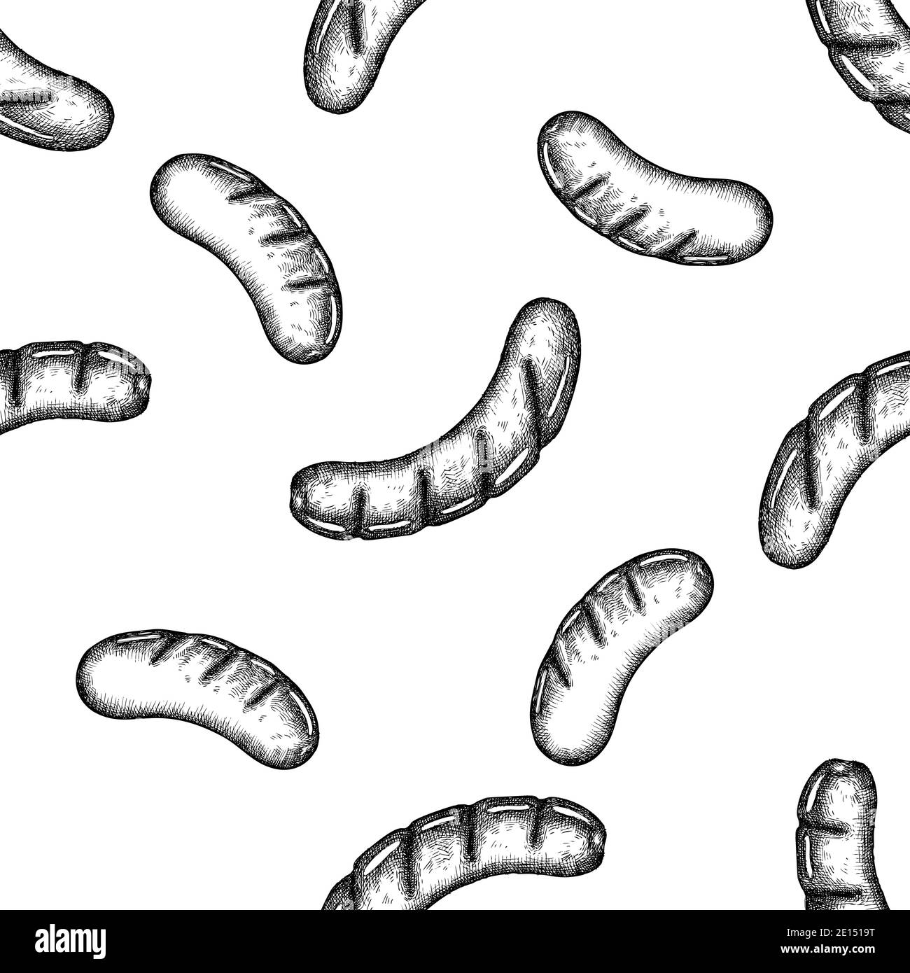 Modello senza cuciture con salsicce bianche e nere Illustrazione Vettoriale