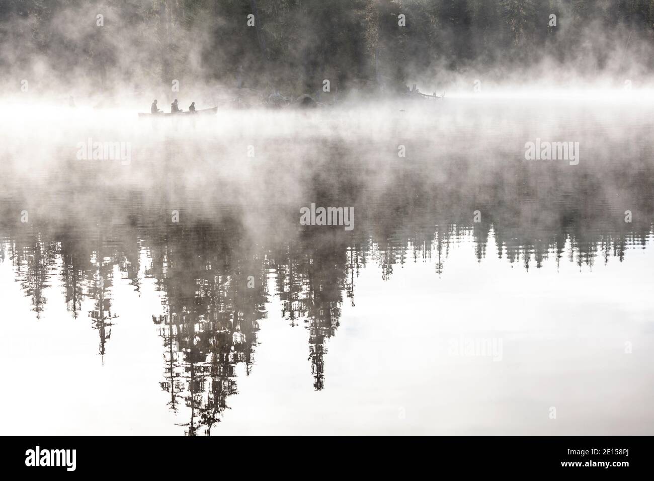 WA17628-00..... WASHINGTON - nebbia mattutina sul lago Horseshoe, Gifford Pinchot National Forest. Foto Stock