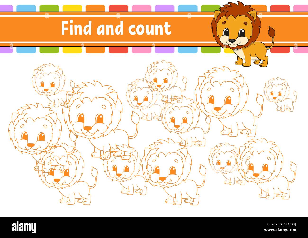 Trova e conta. Foglio di lavoro per lo sviluppo dell'istruzione. Pagina attività con immagini. Gioco di puzzle per bambini. Formazione sul pensiero logico. Vettore isolato illu Illustrazione Vettoriale