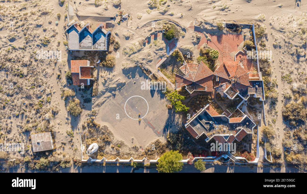 Vista aerea Bahía Kino, sonora, Messico. Mare. destinazione turistica, viaggio, Golfo della California, aereo, vista ad alto angolo, spiaggia, Mare di Cortes, Mar Rosso, Foto Stock