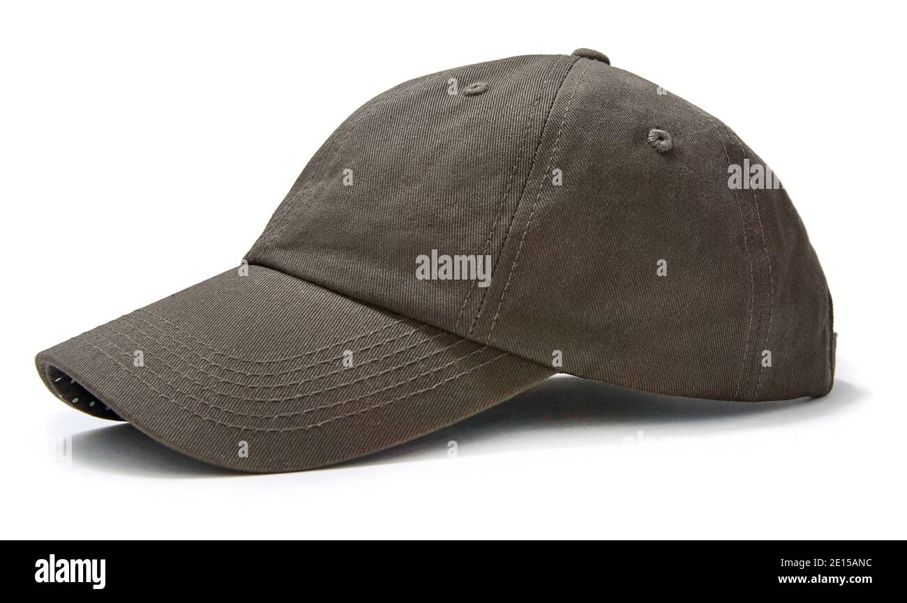 Berretto da baseball verde scuro della linea di moda ed by Ellen Di Ellen Degeneres fotografato su sfondo bianco Foto Stock
