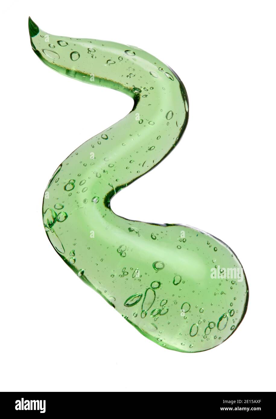 Green Aloe gel squiggle fotografato su uno sfondo bianco Foto Stock
