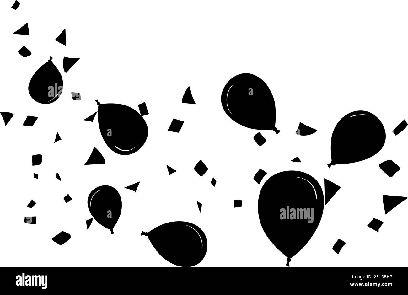 Festa di celebrazione palloncini e confetti per divertente evento vettore background Illustrazione Vettoriale