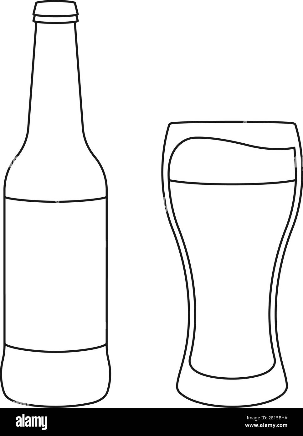 Bicchiere freddo di birra e bottiglia di birra per il concetto di pub nel vettore Illustrazione Vettoriale