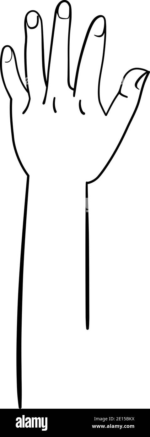 Rialzato sul retro del disegno a linea vettoriale a mano aperta Illustrazione Vettoriale