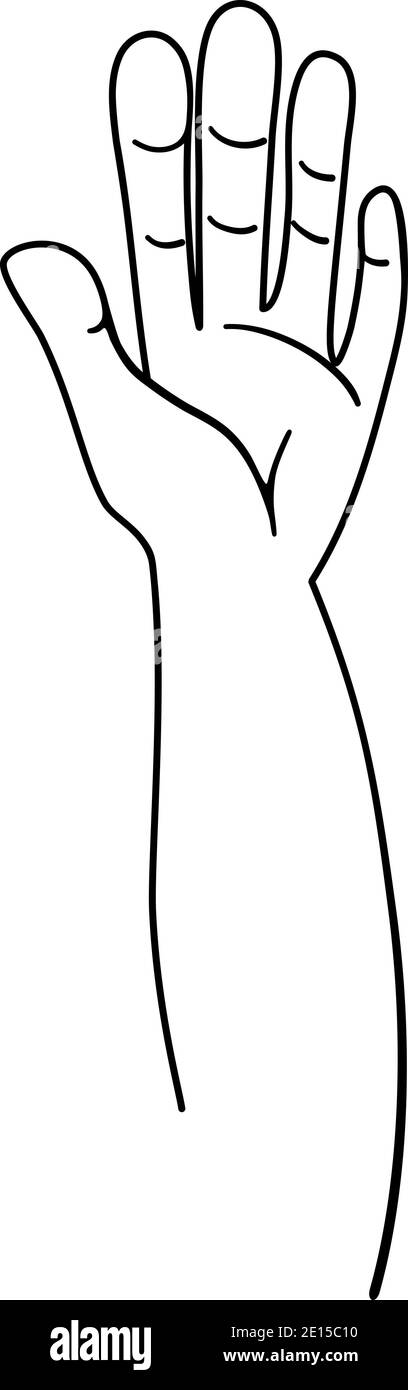 Disegno vettoriale a mano aperta rialzata o a mano aperta Illustrazione Vettoriale