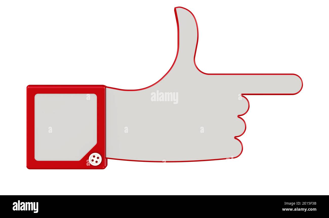 Il gesto della mano, che indica la direzione. Isolato. Illustrazione 3D Foto Stock