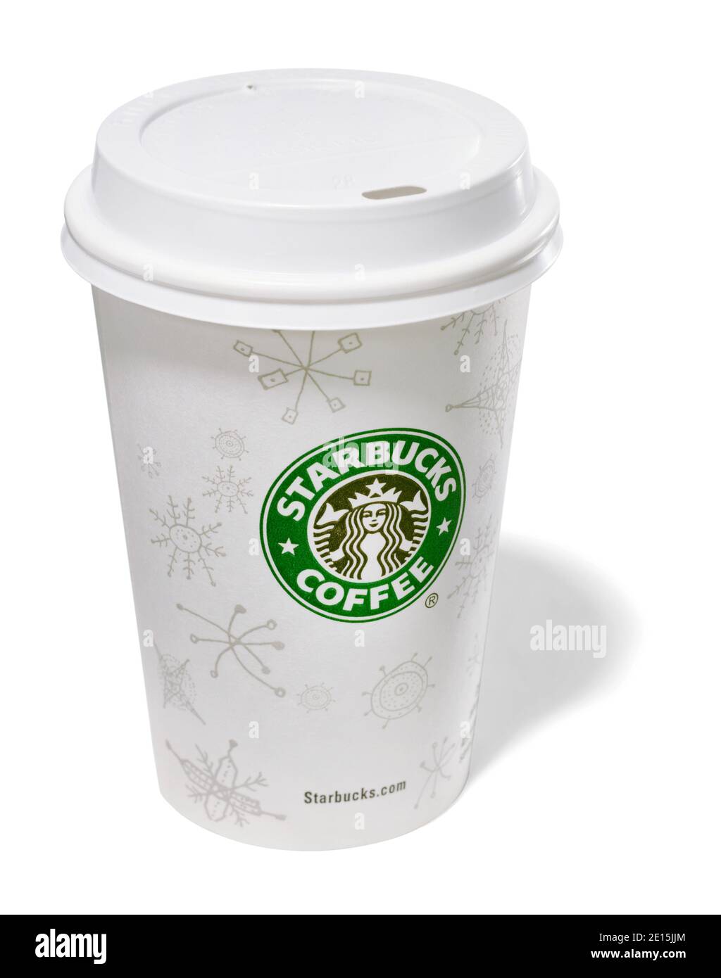 Tazza da caffè Starbucks bianca per le festività con coperchio fotografato  su un sfondo bianco Foto stock - Alamy
