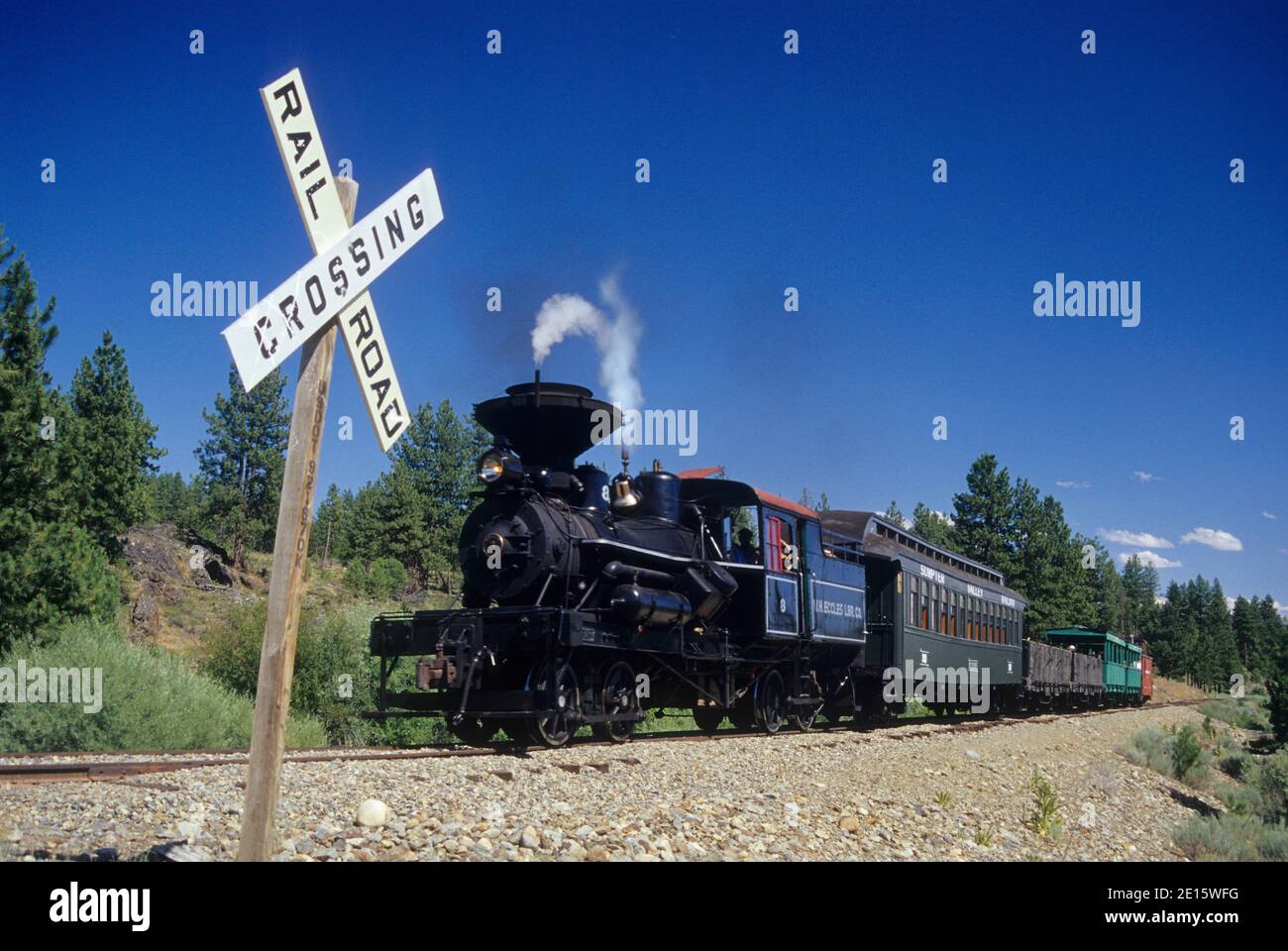 Treno turistico, Sumpter Valley Dredge state Park, Oregon Foto Stock