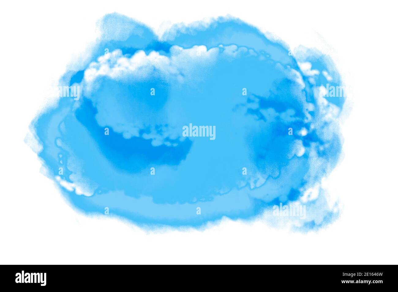 Acquerello splash di astratto paesaggio nuvoloso isolato su sfondo bianco. Illustrazione generata dal computer. Foto Stock