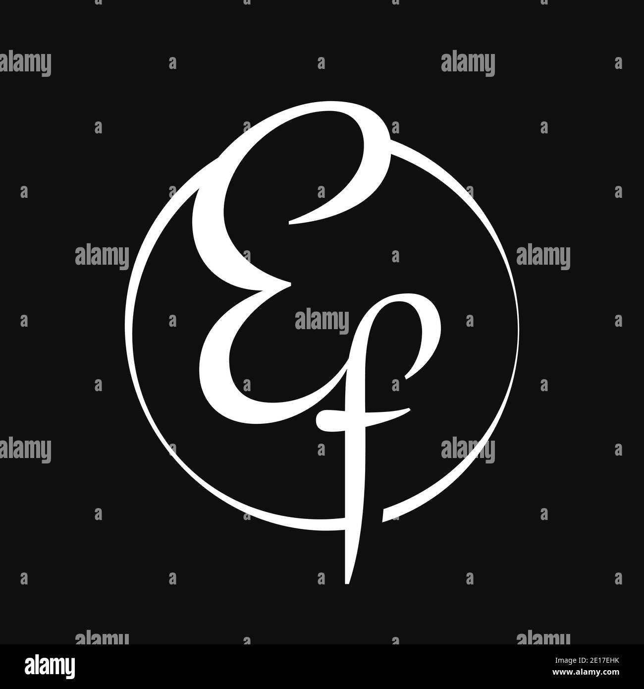 Testo iniziale del logo del tipo di lettera dello script EF con modello vettoriale di tipografia moderna. Testo creativo lettera EF Logo Design Illustrazione Vettoriale