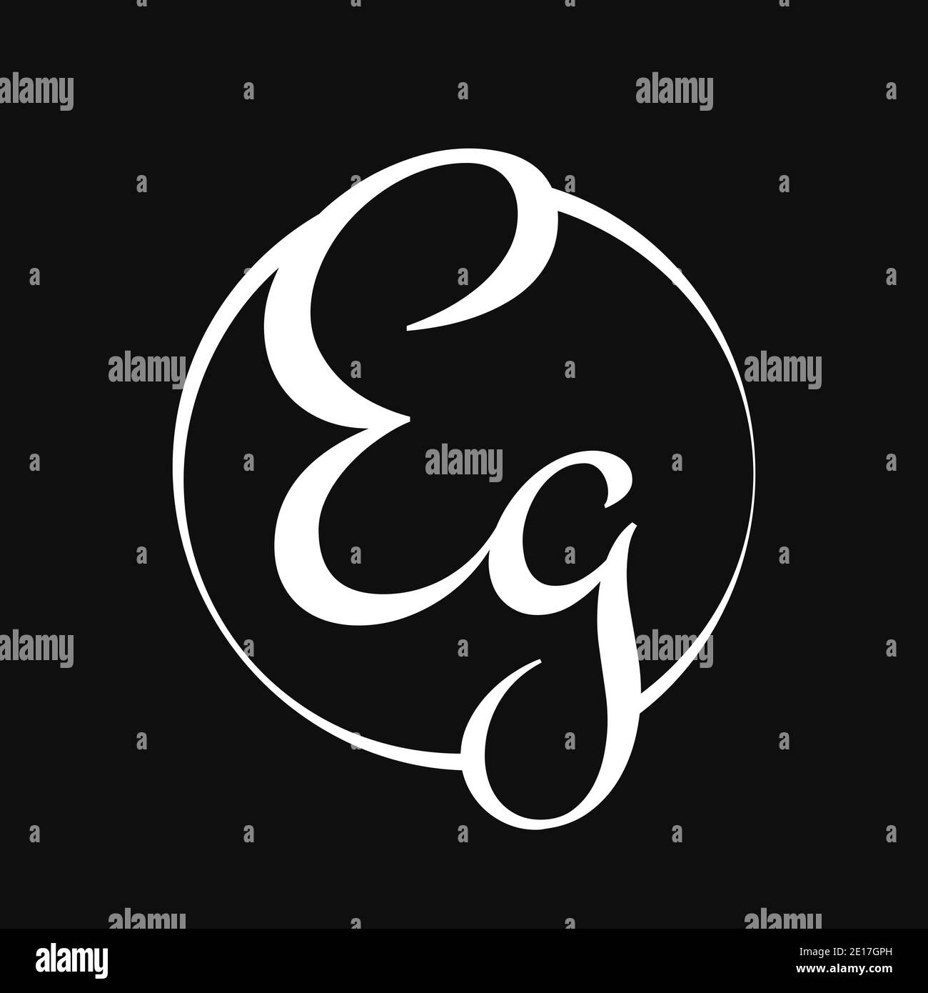 Progetto iniziale del logo del tipo lettera dello script EG con modello vettoriale di tipografia moderna. Creative script Letter EG Logo Design Illustrazione Vettoriale