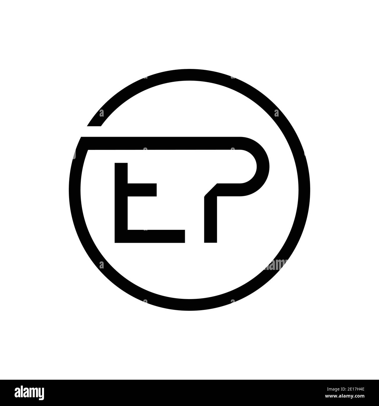 Modello vettoriale per la tipografia creativa del logo della lettera EP iniziale. Design del logo EP Creative Circle Letter Illustrazione Vettoriale