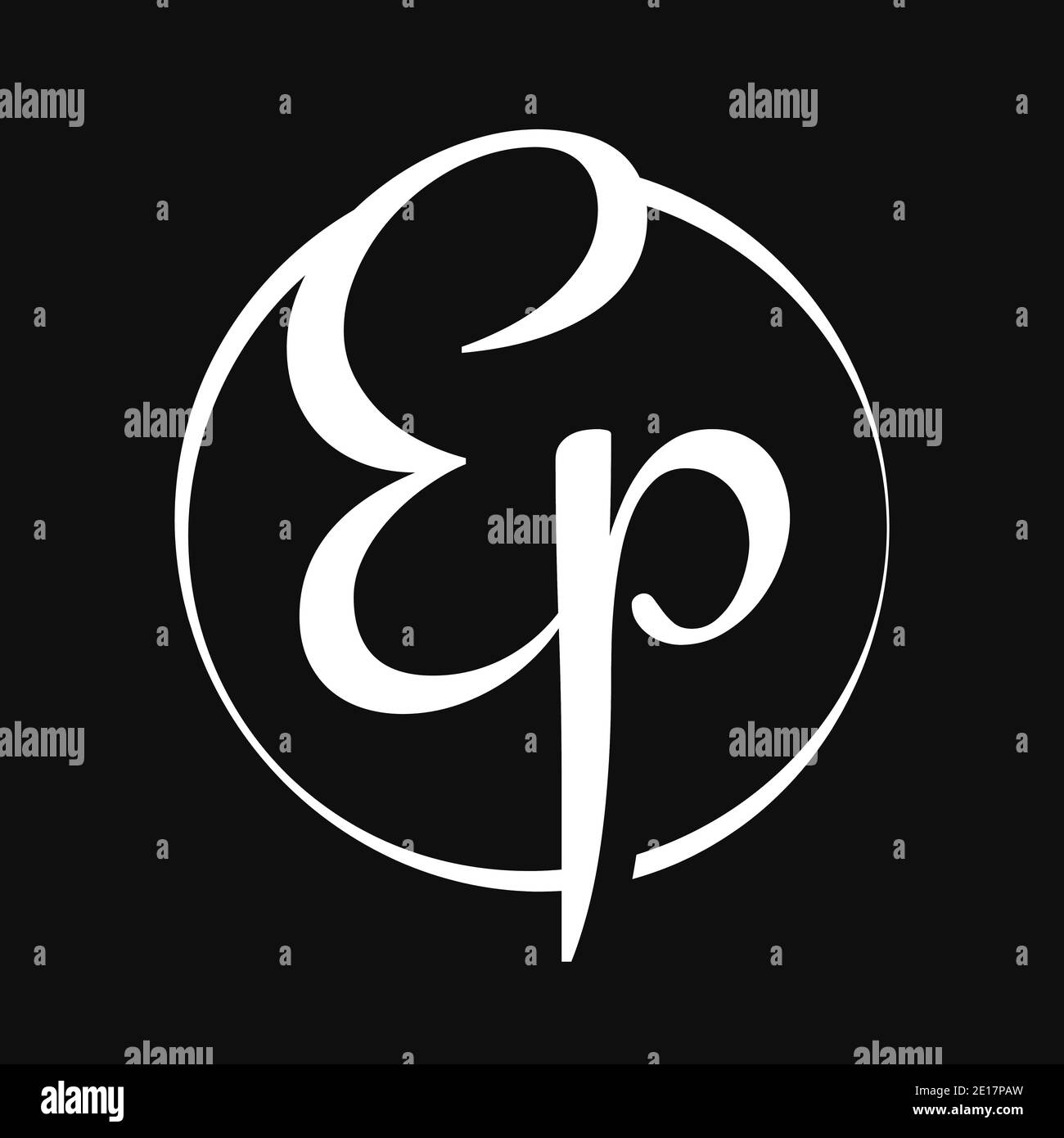 Testo iniziale del logo del tipo di lettera del EP con modello vettoriale di tipografia moderna. Testo creativo EP Logo Design Illustrazione Vettoriale
