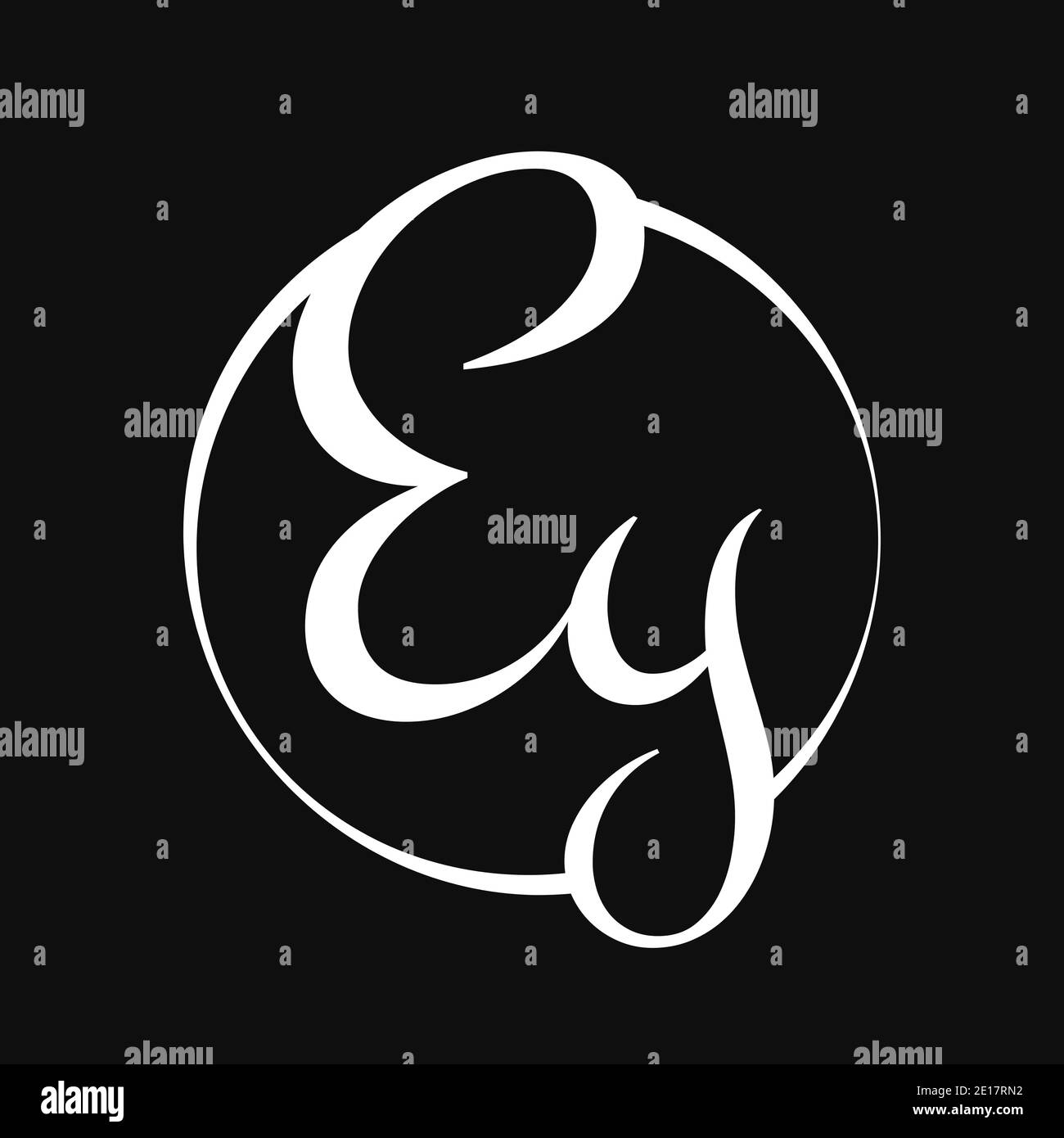 Testo iniziale del logo del tipo di lettera dello script EY con modello vettoriale di tipografia moderna. Creative script Letter EY Logo Design Illustrazione Vettoriale