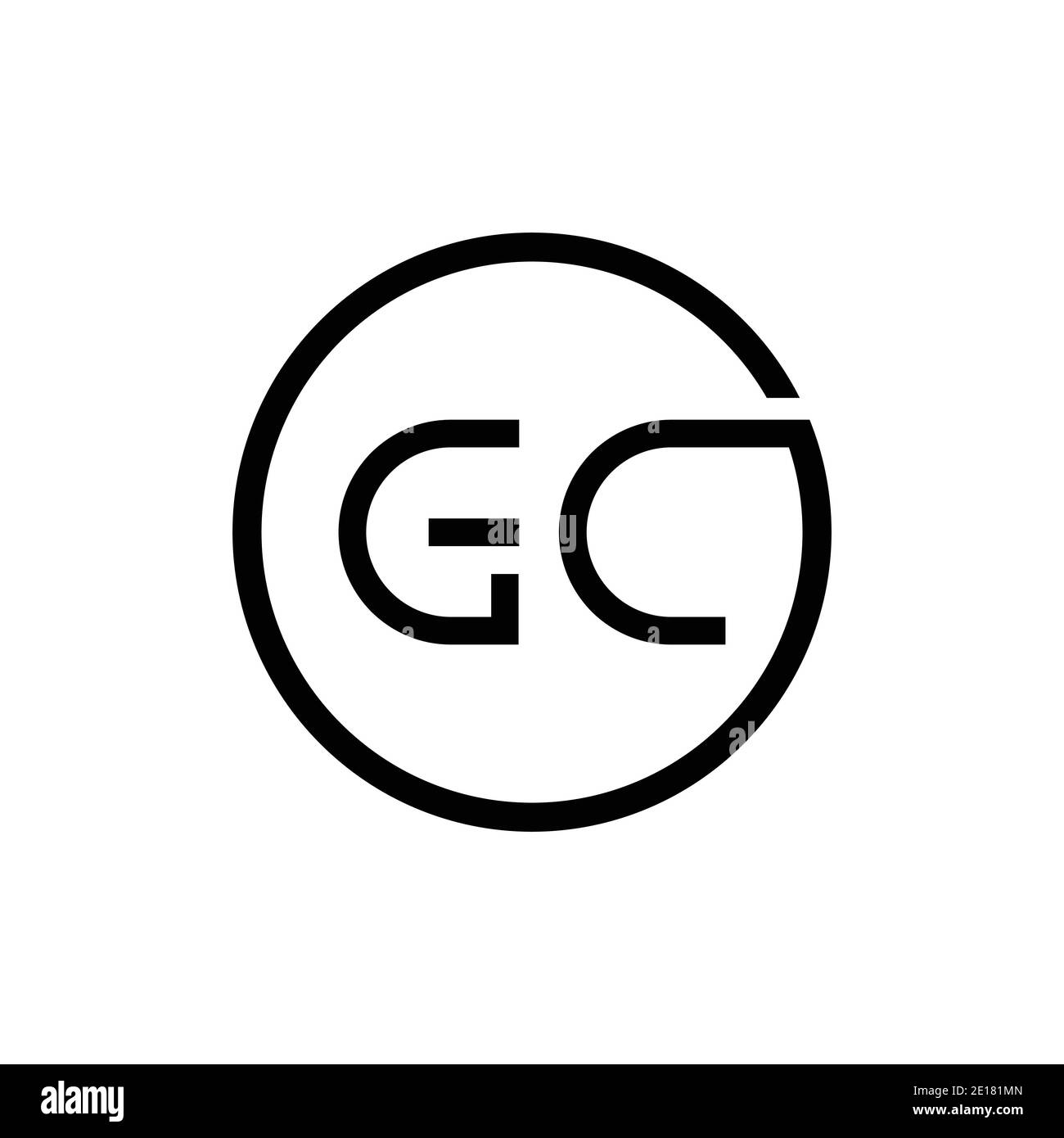 Modello vettoriale di tipografia creativa del logo della lettera GC del cerchio iniziale. Design del logo Creative Letter GC Illustrazione Vettoriale