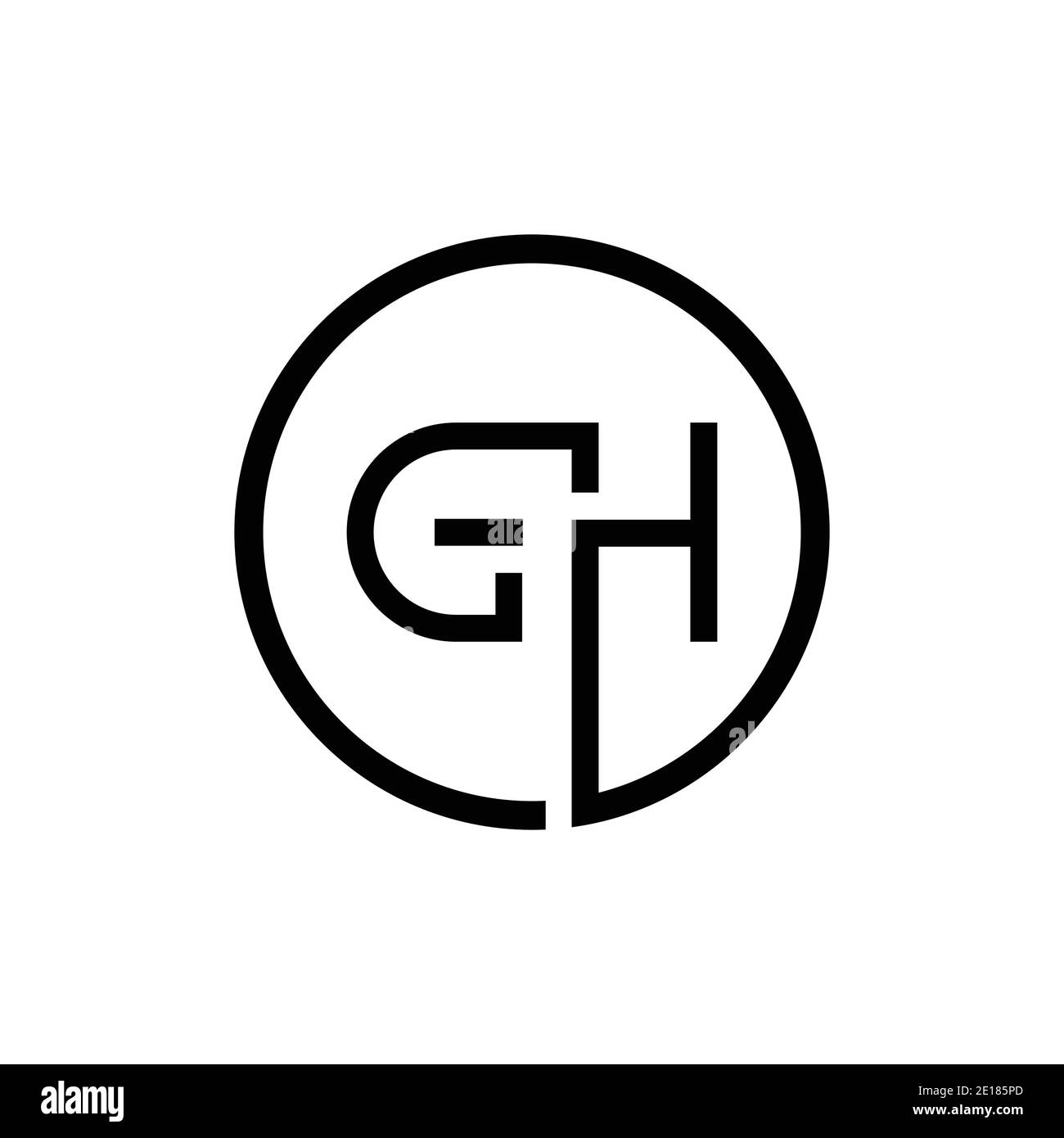 Modello vettoriale di tipografia creativa del logo della lettera GH del cerchio iniziale. Design del logo Creative Letter GH Illustrazione Vettoriale