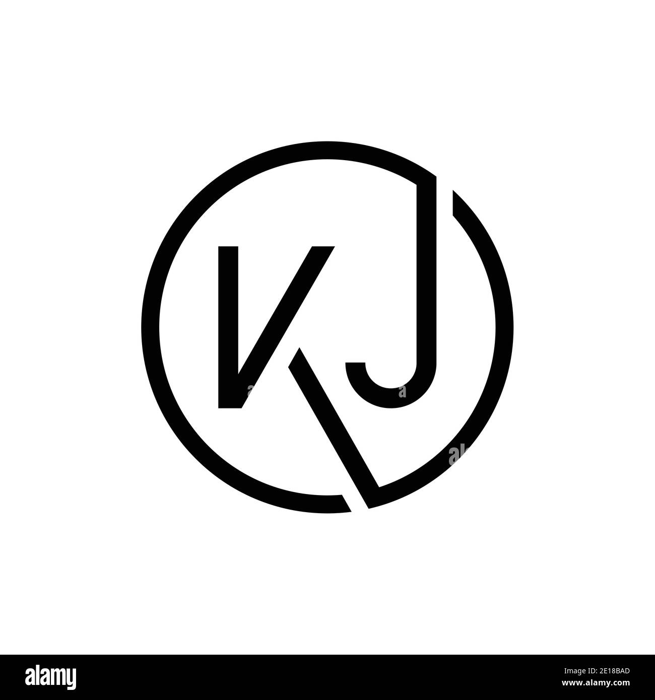 Modello vettoriale di progettazione del logo KJ con lettera collegata. Creative Circle KJ minimal, disegno piatto del logo illustrazione vettoriale Illustrazione Vettoriale