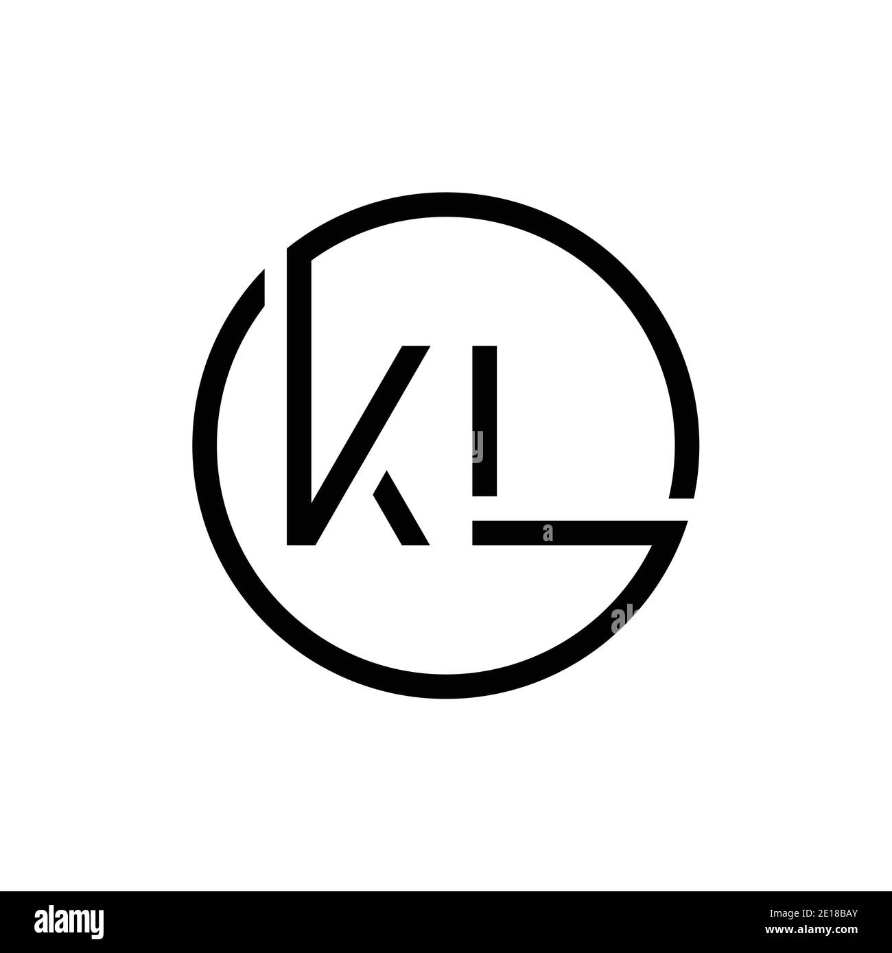 Modello vettoriale di progettazione del logo KL con lettera collegata. Creative Circle KL minimal, disegno piatto del logo illustrazione vettoriale Illustrazione Vettoriale