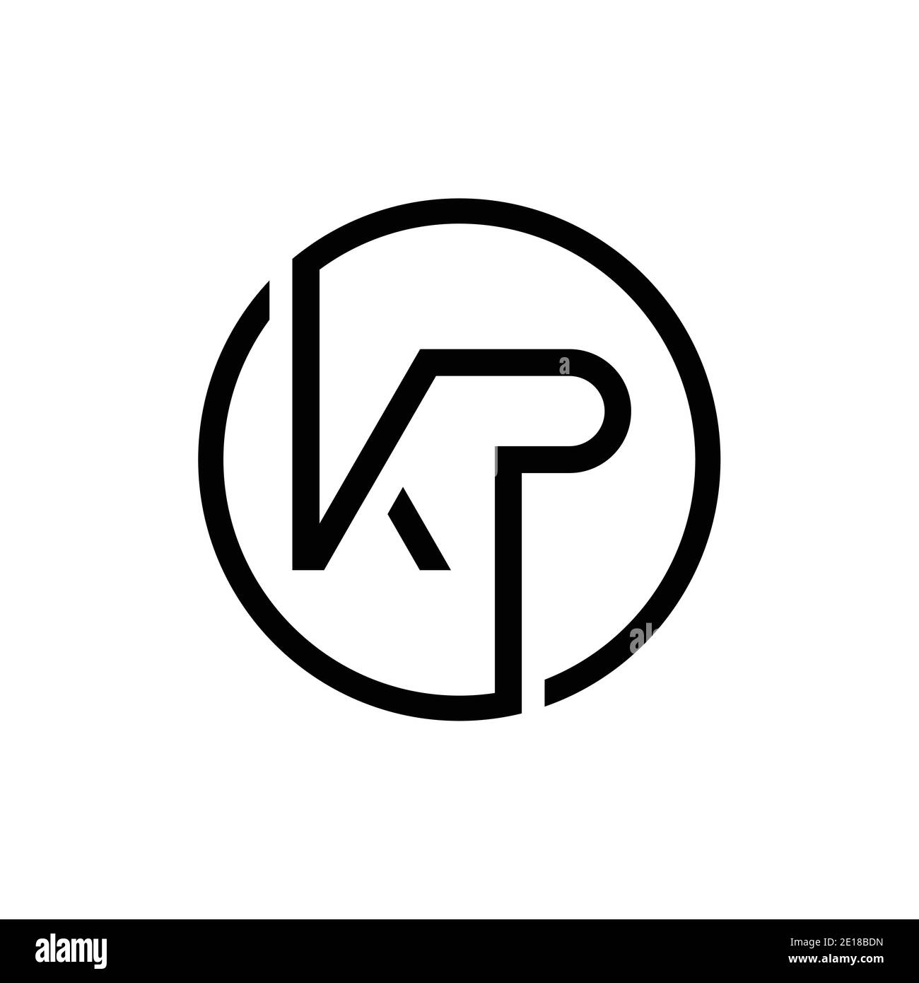 Modello vettoriale di progettazione del logo KP con lettera collegata. Creative Circle KP minimal, disegno piatto del logo illustrazione vettoriale Illustrazione Vettoriale