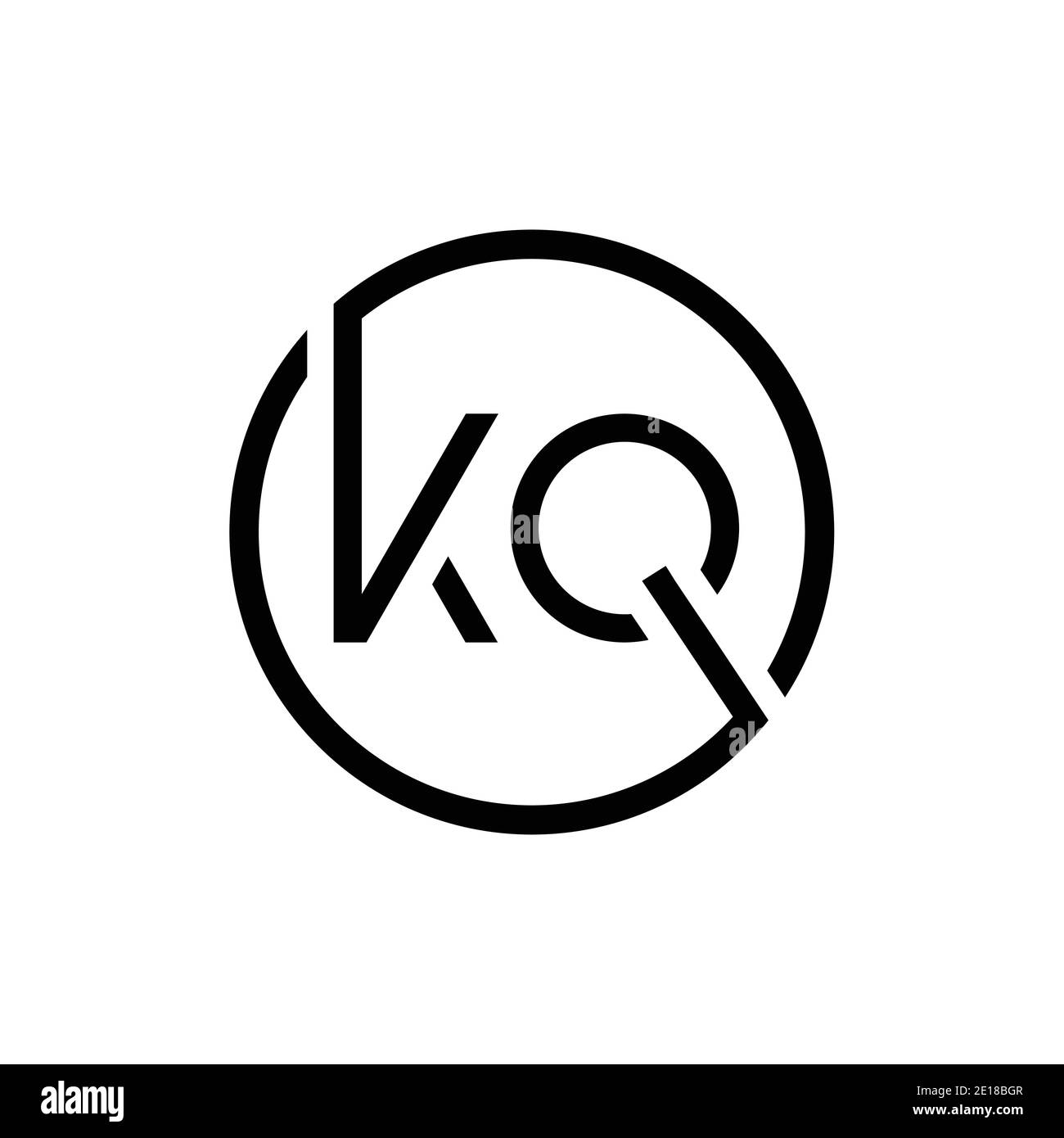 Modello vettoriale di progettazione del logo KQ con lettera collegata. Creative Circle KQ minimal, disegno piatto del logo illustrazione vettoriale Illustrazione Vettoriale