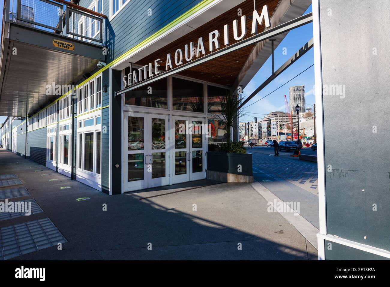 L'acquario di Seattle sul molo 59 sul lungomare di Elliott Bay a Seattle, Washington Foto Stock