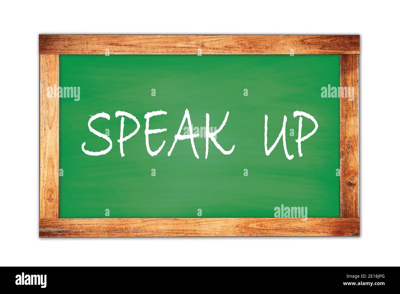 PRONUNCIA il testo scritto su lavagna di legno verde della scuola di telaio. Foto Stock