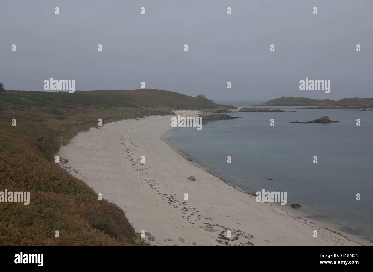 Spiaggia di sabbia di Great Bay sull'isola di St Martin's nelle isole di Scilly, Inghilterra, Regno Unito Foto Stock