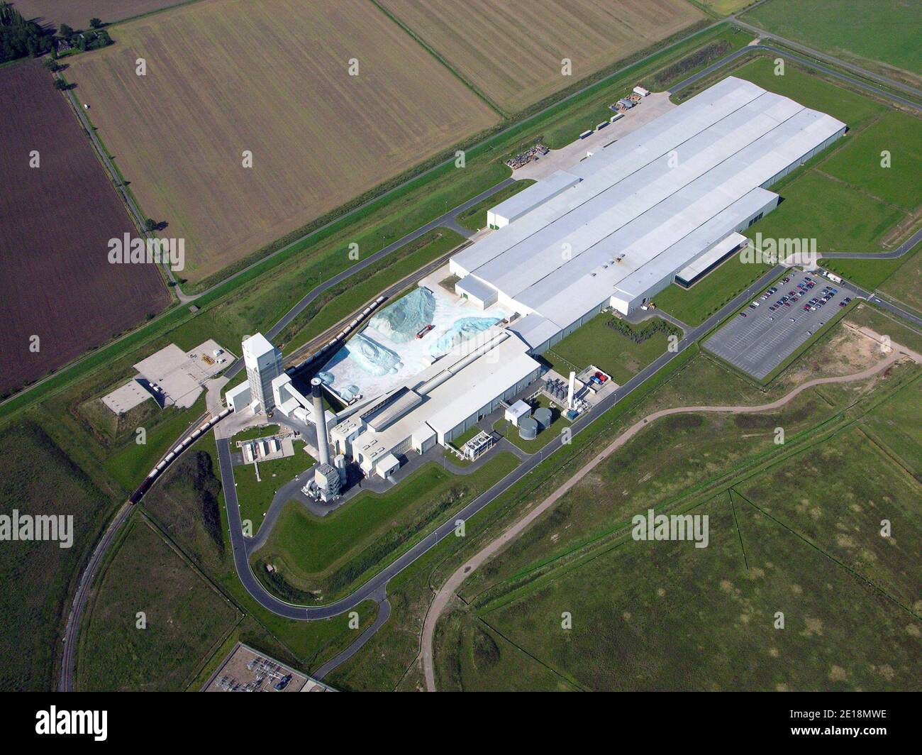 Vista aerea della fabbrica Guardian Glass a Goole, East Yorkshire, presa nel 2006 Foto Stock