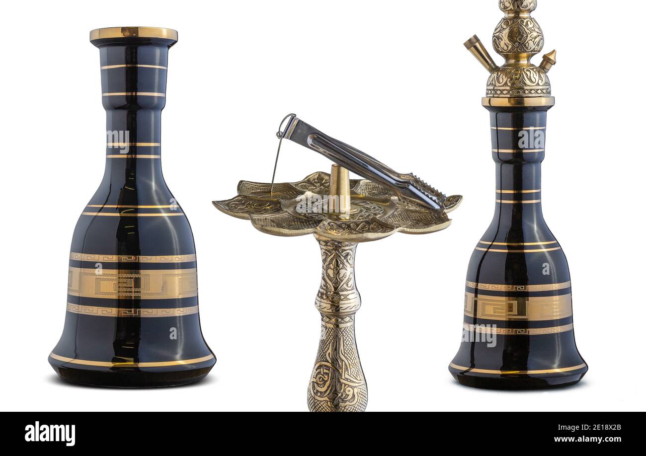 Tubo dell'acqua inciso a mano isolato o hookah. Foto Stock