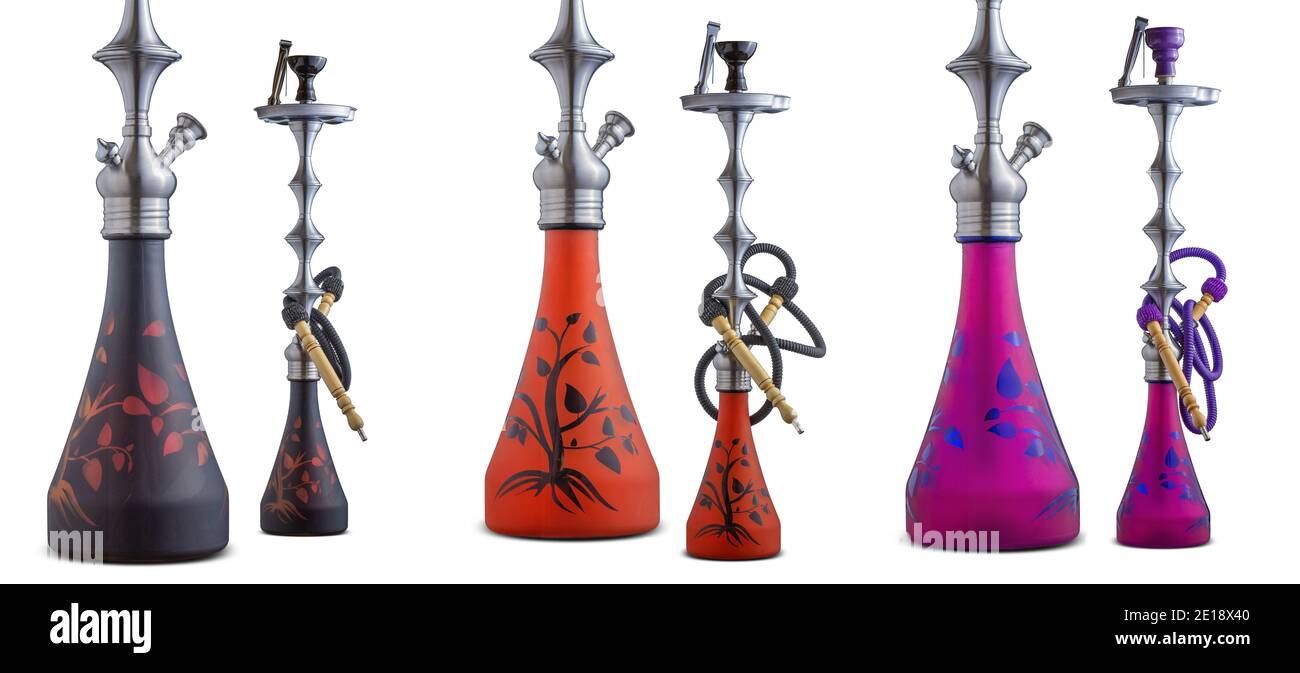 Set colorati di zoccoli isolati o tubi per acqua su bianco sfondo Foto Stock