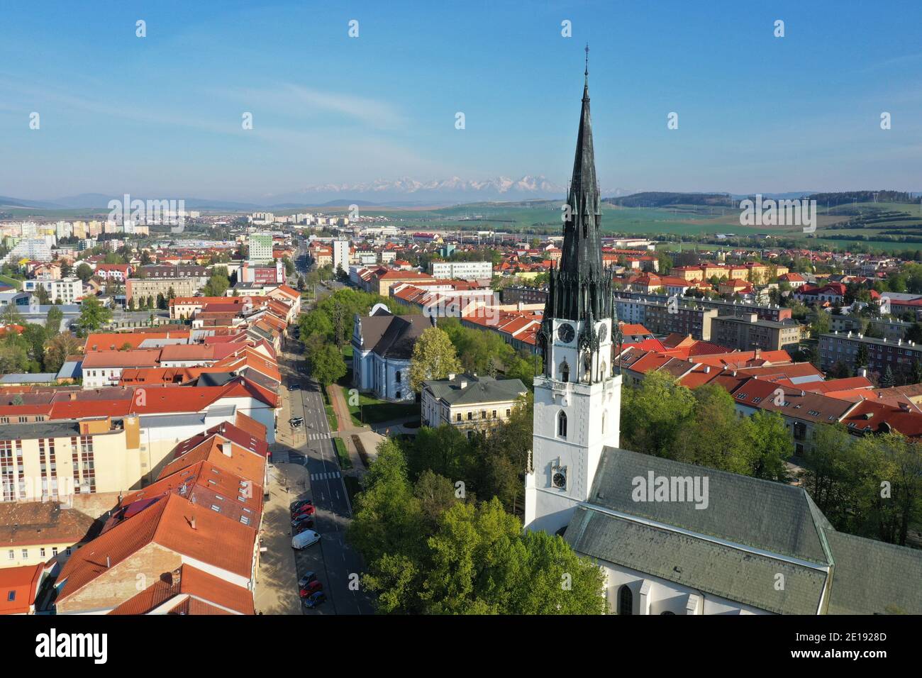 Vista aerea della città di Spisska Nova Ves in Slovacchia Foto Stock