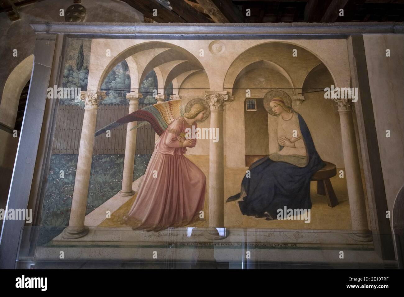 Italia, Toscana: Firenze. L'Annunciazione, affresco di fra Angelico nel Museo del Monastero di San Marco Foto Stock