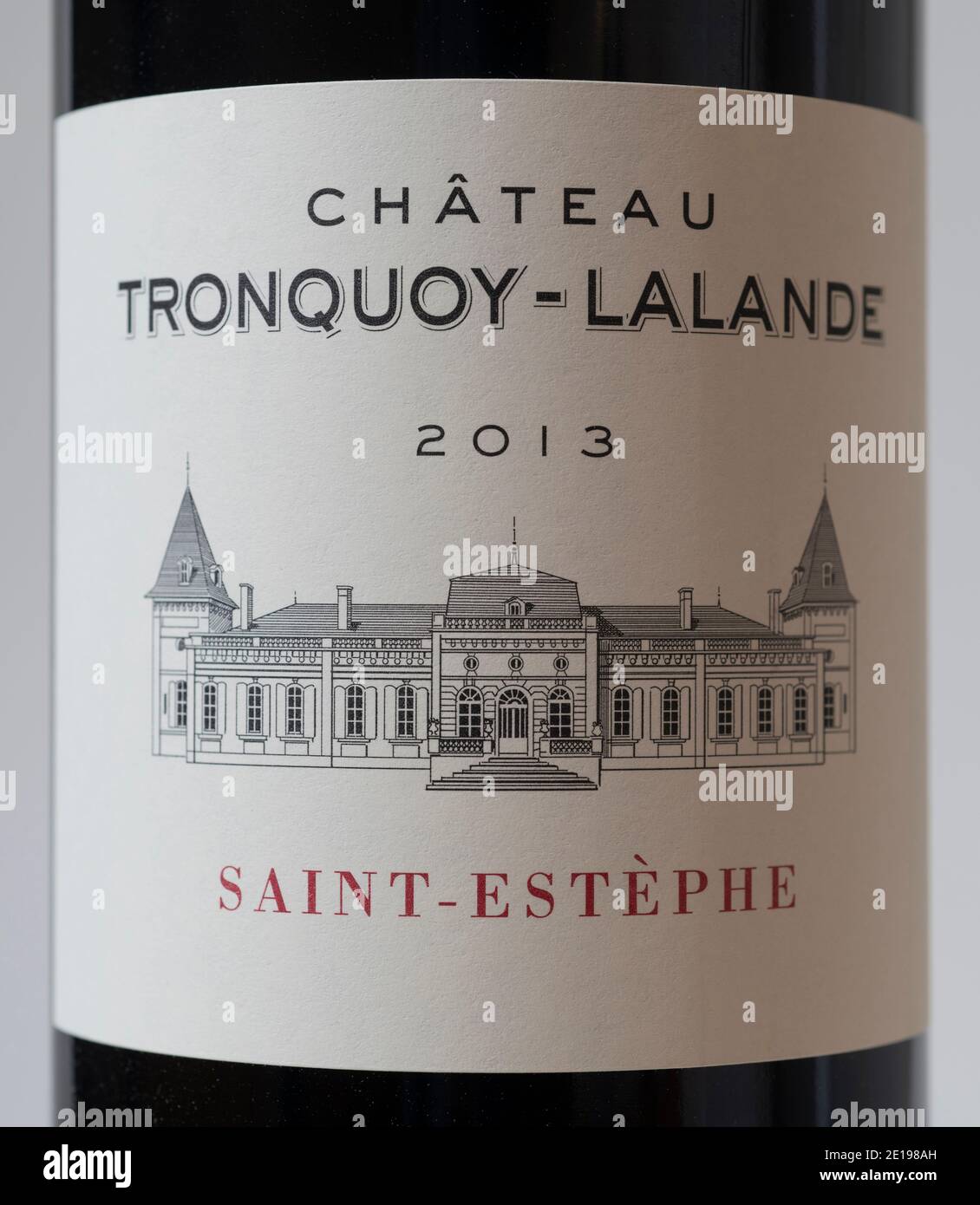 Chateau Tronquoy Lalande 2013 etichetta bottiglia di vino Saint-Estephe Foto Stock