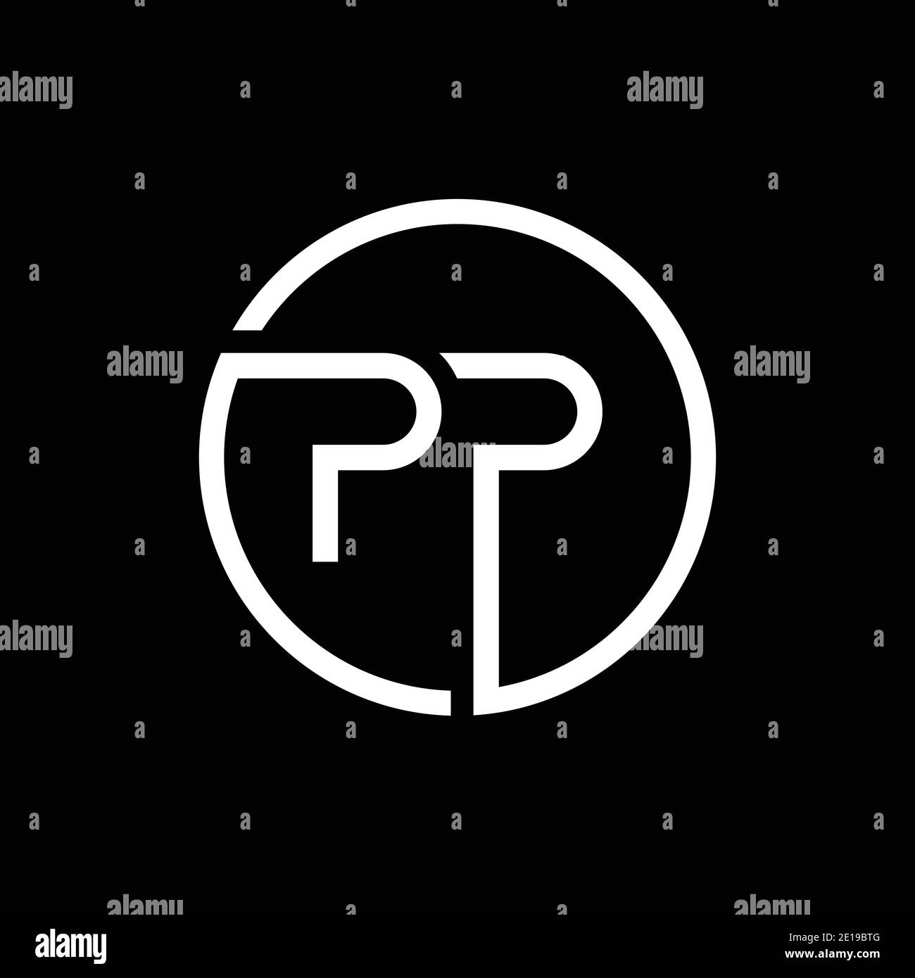 Modello vettoriale per la tipografia creativa del logo della lettera PP iniziale. Vettore del logo Creative Circle Letter PP. Illustrazione Vettoriale