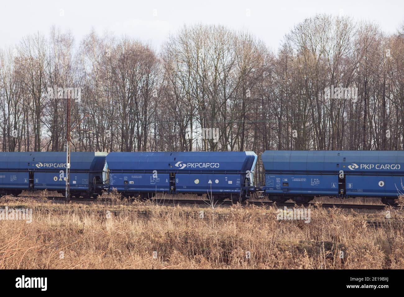 Katowice, Śląsk, Polska - 03.01.2021: Treno PKP Cargo, trasporto carbone. Foto Stock