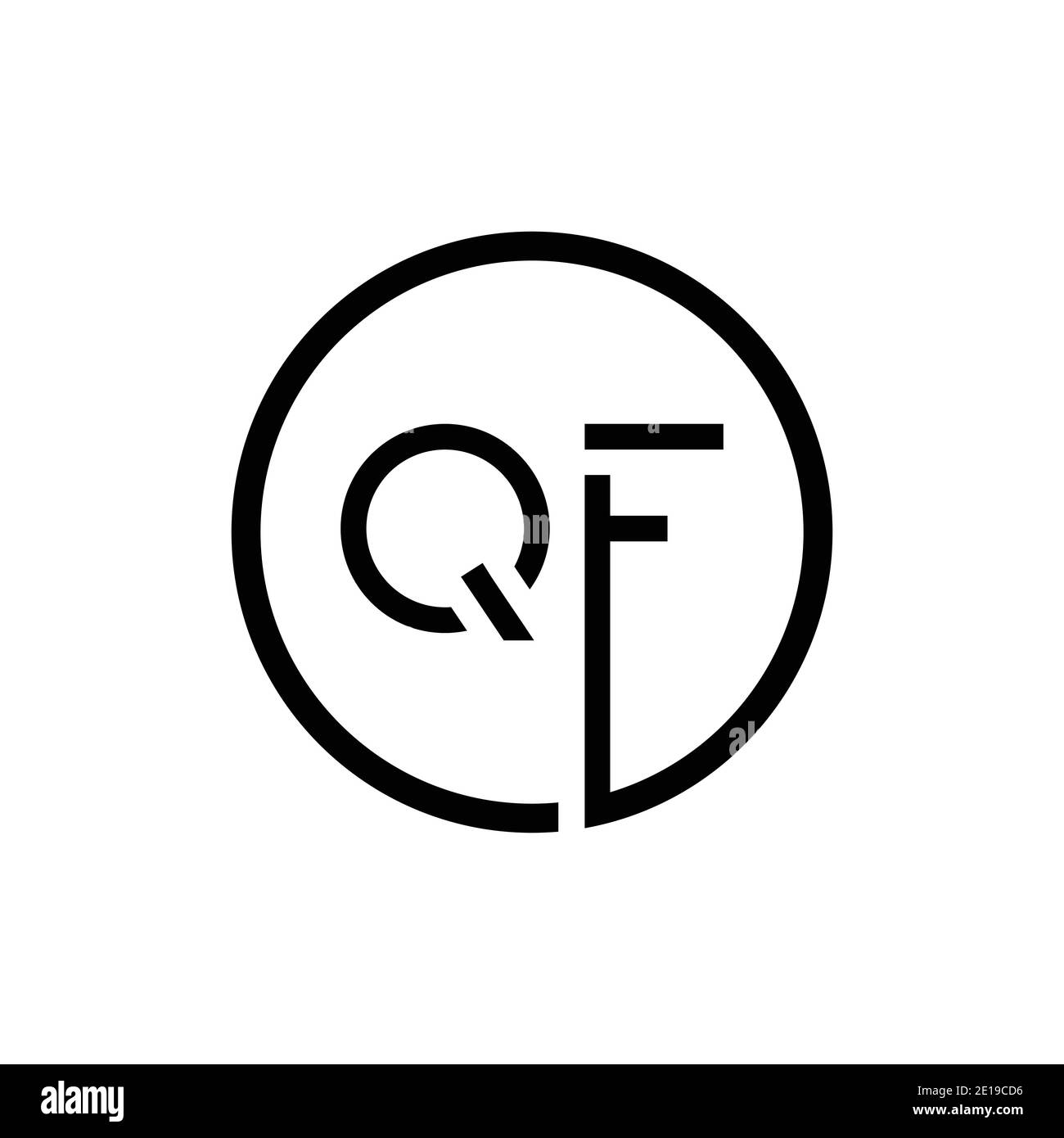 Modello vettoriale di progettazione del logo QF con lettera circolare iniziale. Logo QF Letter Design Illustrazione Vettoriale
