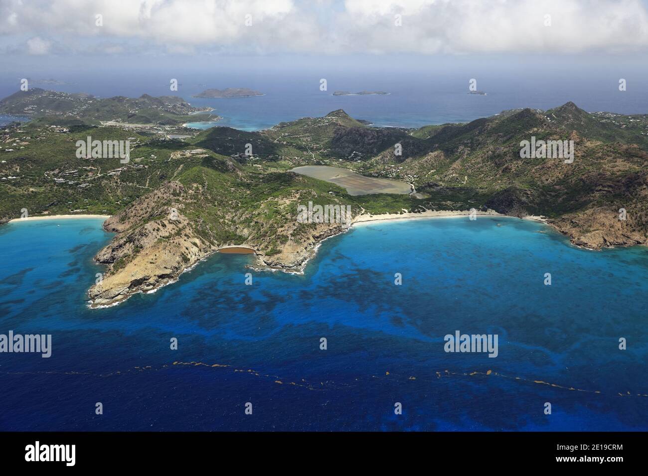 Caraibi, Isola di Saint Barthelemy (St. Barths o San Barts): Grande Saline. Riproduzione su riviste nautiche, guide nautiche o siti nautici Foto Stock