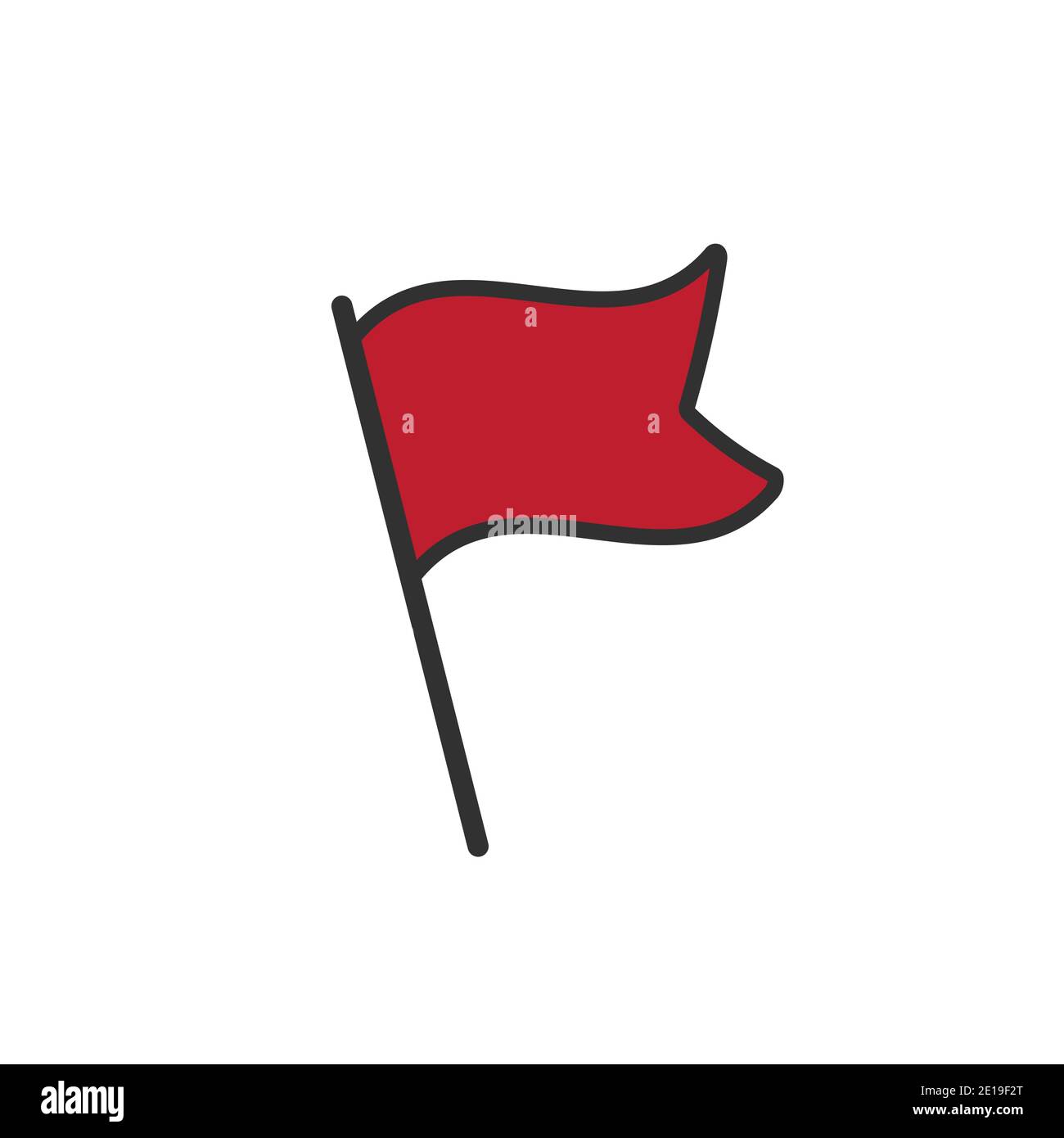 Icona vettore di ondulazione con flag rosso. Illustrazione vettoriale stock isolata su sfondo bianco. Illustrazione Vettoriale