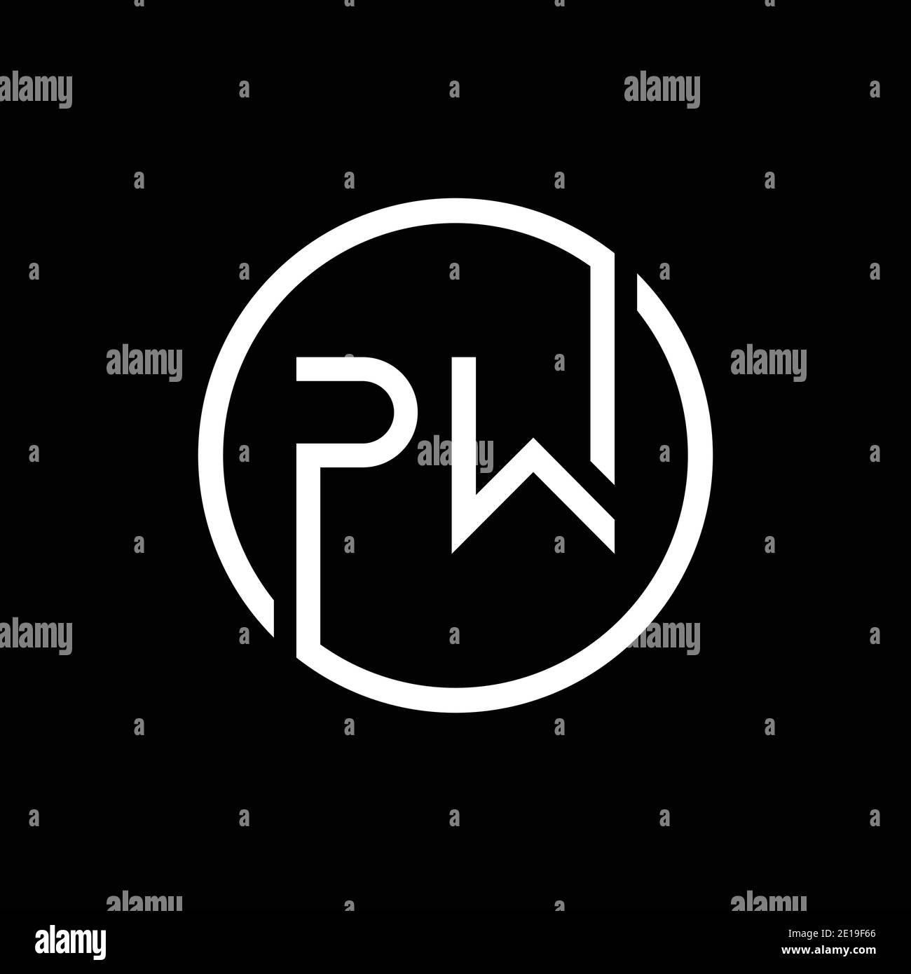 Modello vettoriale per la tipografia creativa del logo della lettera PW iniziale. Vettore del logo PW Creative Circle Letter. Illustrazione Vettoriale