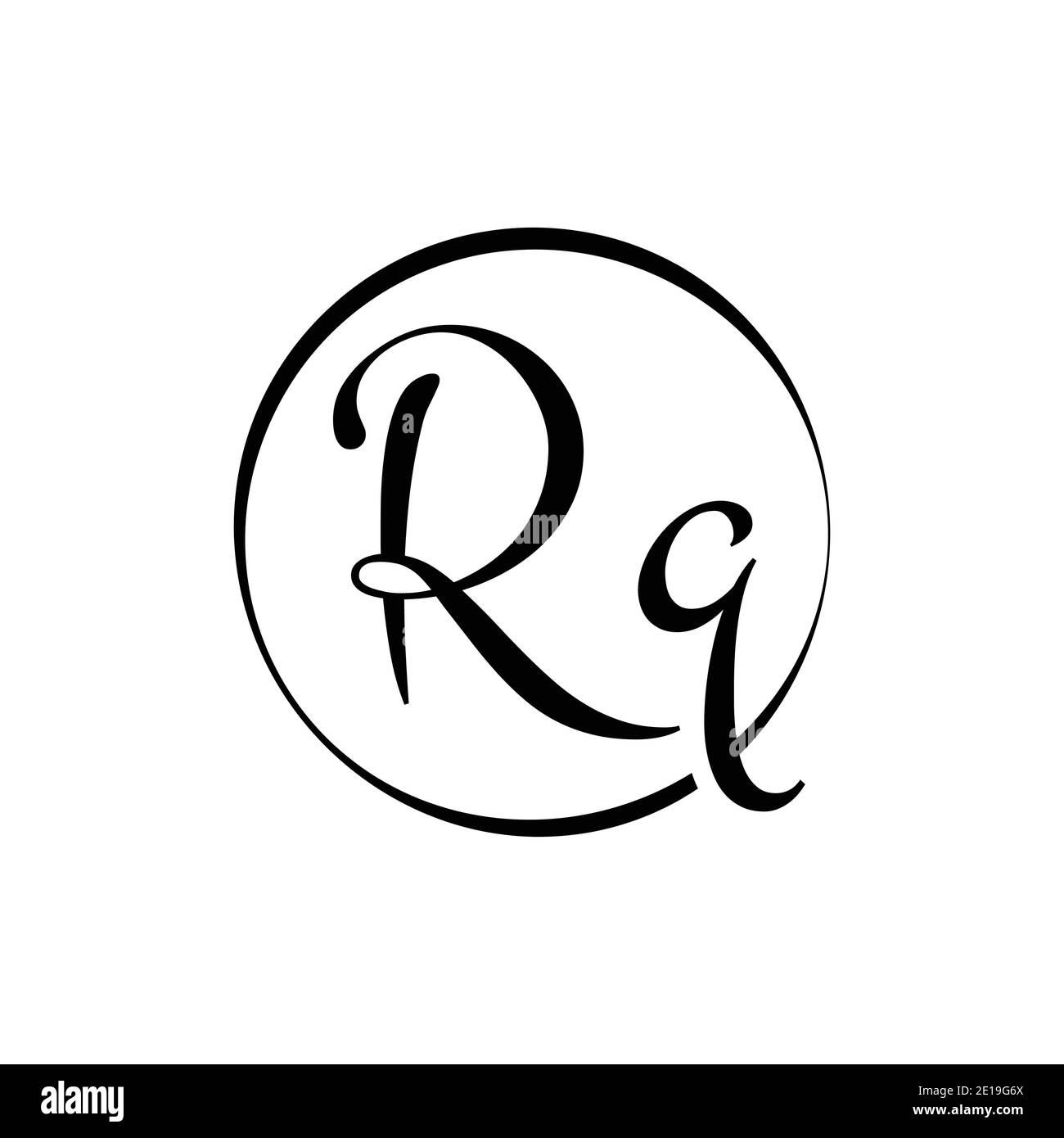 Modello vettoriale di progettazione del logo della lettera rq iniziale. Testo astratto Letter rq logo design. Illustrazione Vettoriale