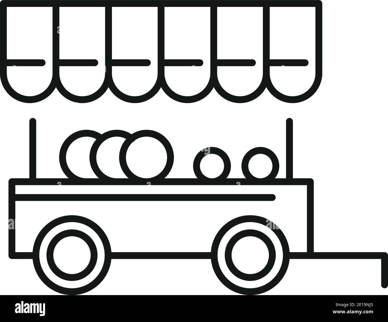 Icona del carrello Eco Farm, stile contorno Illustrazione Vettoriale