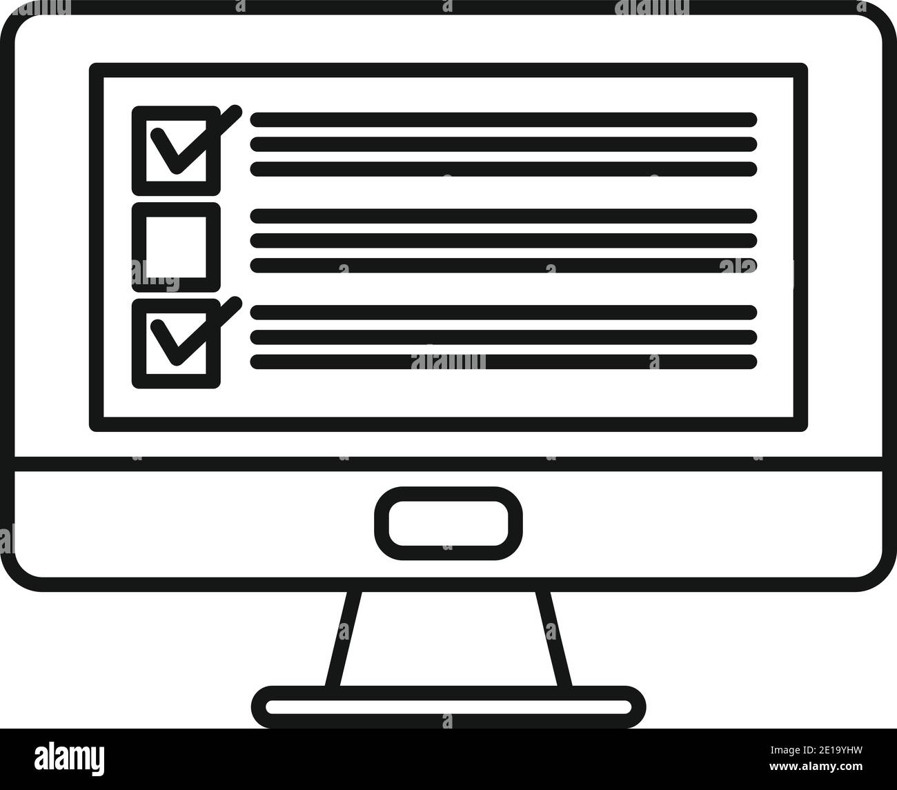 Icona monitor pc sociologia, stile contorno Illustrazione Vettoriale