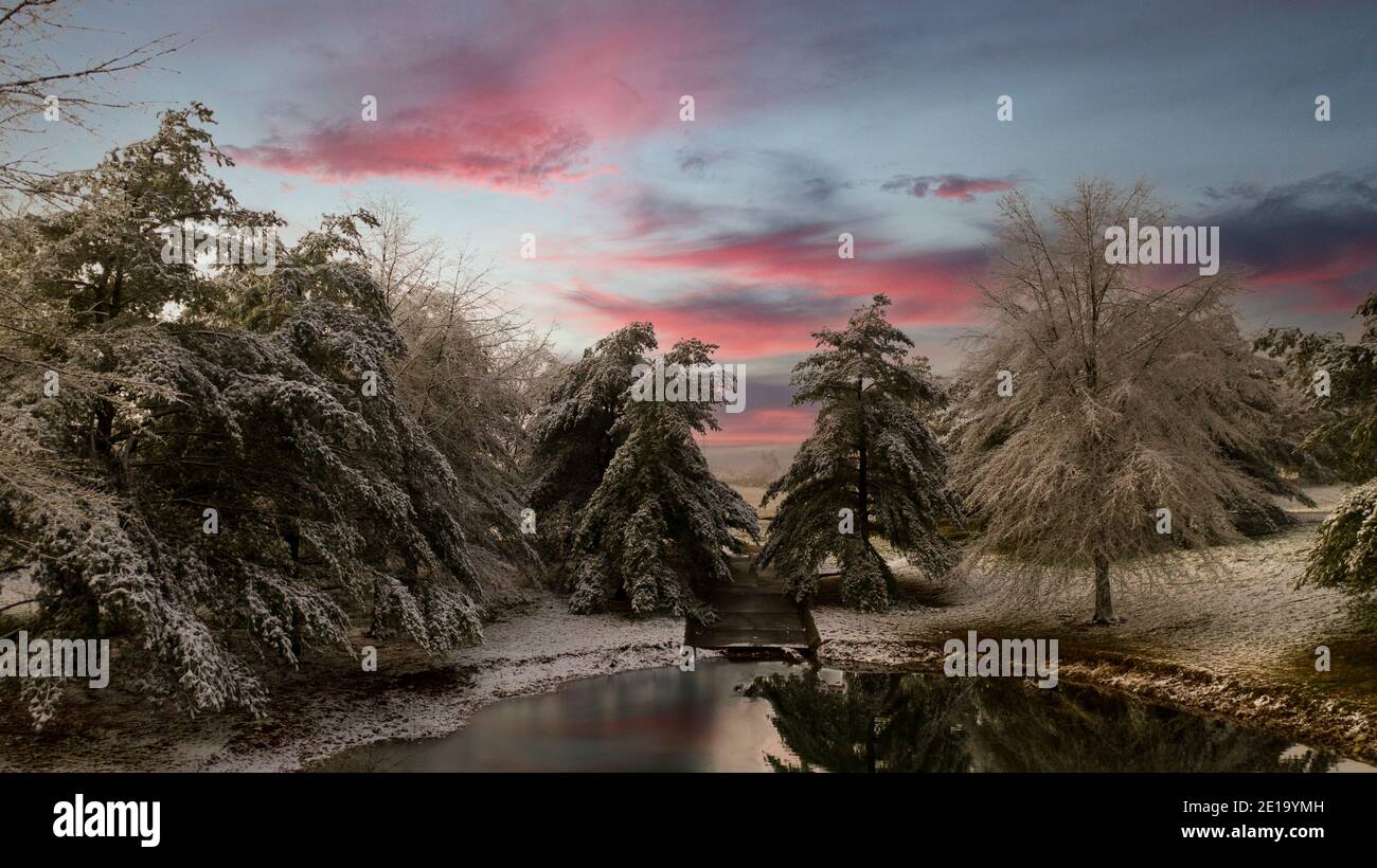 Lago invernale nel sud-ovest del Missouri vicino a Springfield Missouri Foto Stock