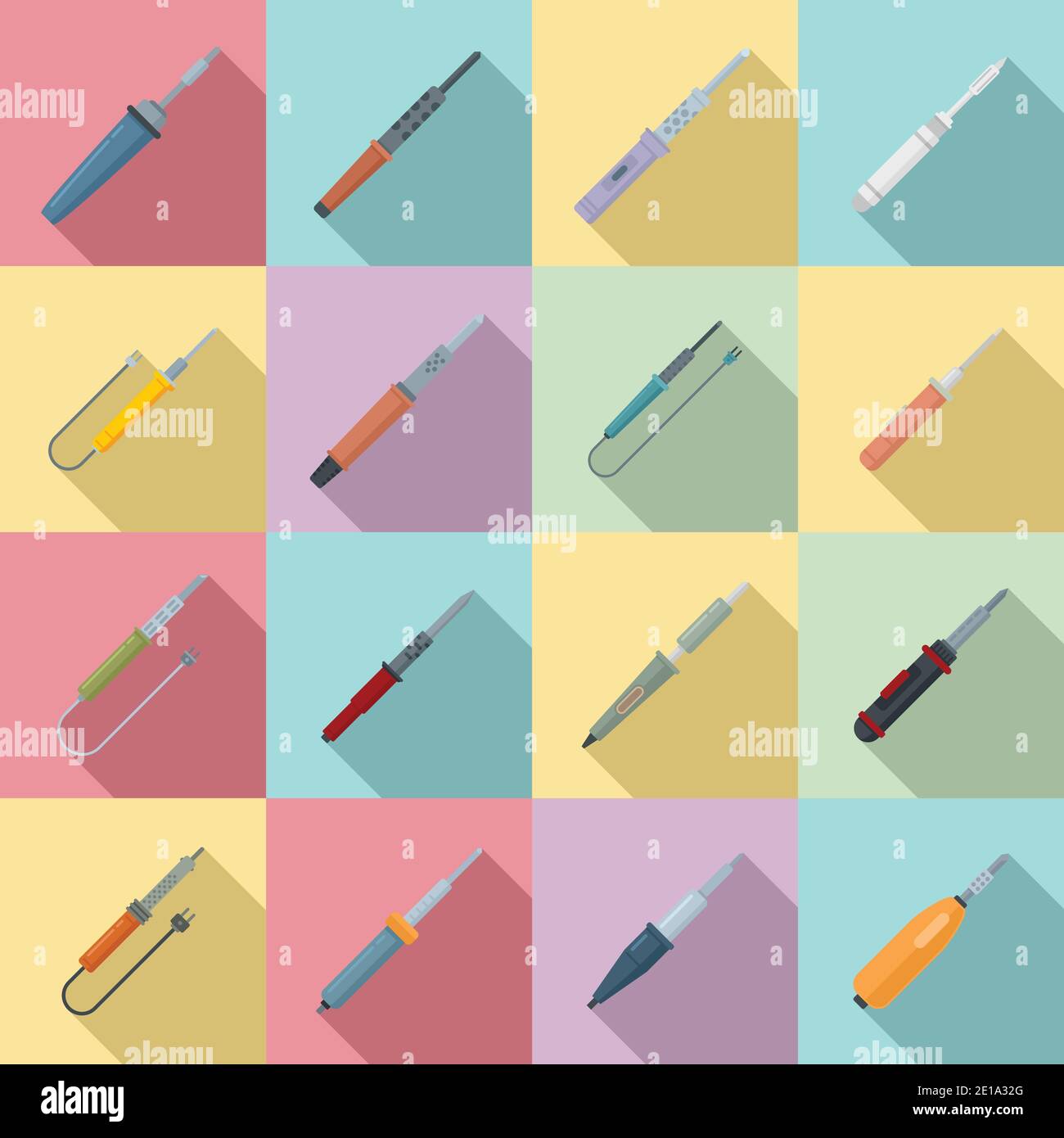 Set di icone per saldatori, piatti Illustrazione Vettoriale