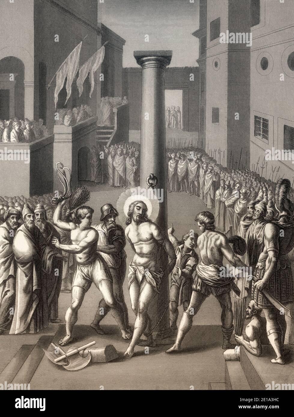 La Flagellazione di Cristo, nuovo Testamento, incisione in acciaio 1853, restaurata digitalmente Foto Stock La Flagellazione di Cristo, nuovo Testamento, incisione in acciaio 1853, restaurata digitalmente Foto Stock