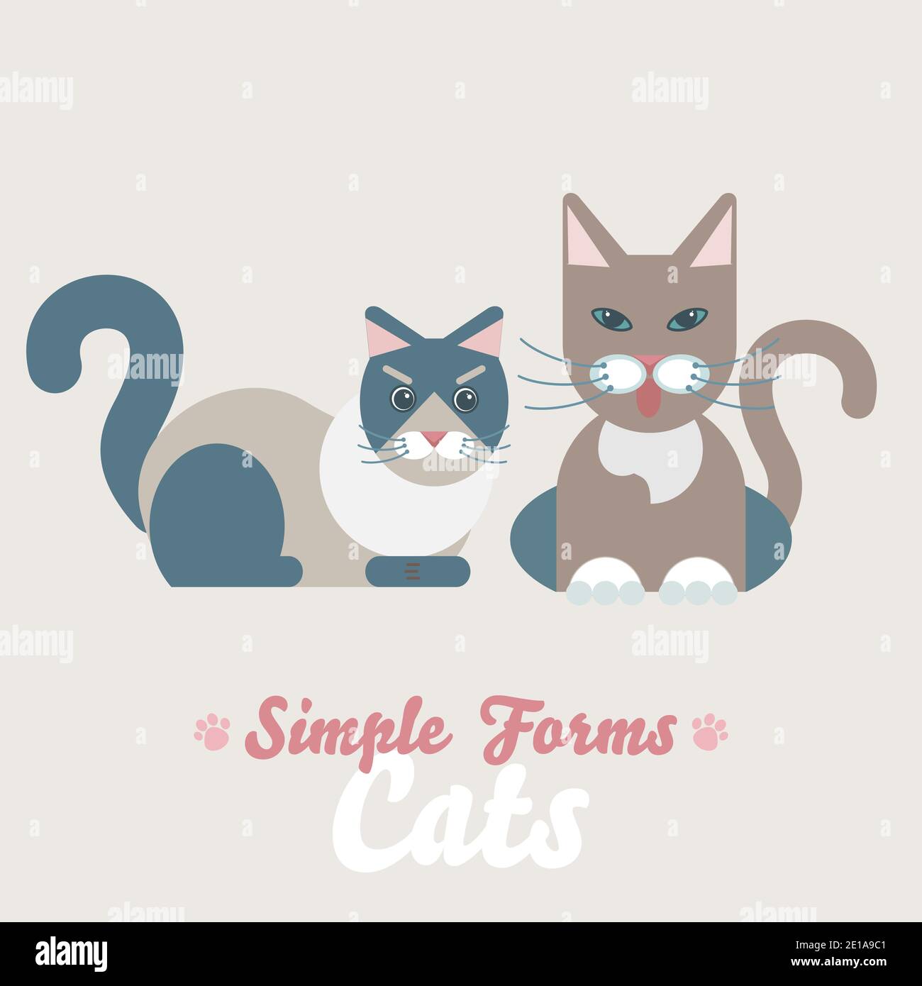 Cats marrone piatto vettore isolato. Icona del logo dei gatti marroni domestici illustrazione del cartone animato Illustrazione Vettoriale